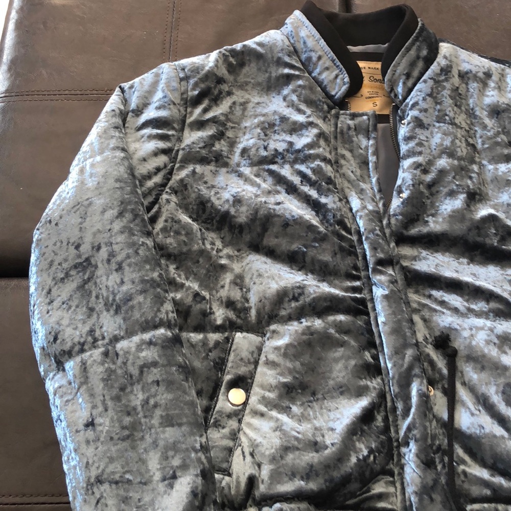 Ci Sono Crushed Velvet Bomber Puffer Jacket